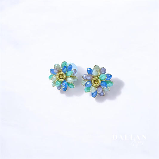 Aretes Mini Flowers Azulados