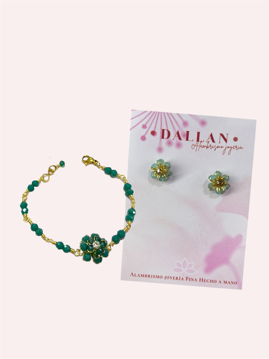 Pulsera cristal clavel verde